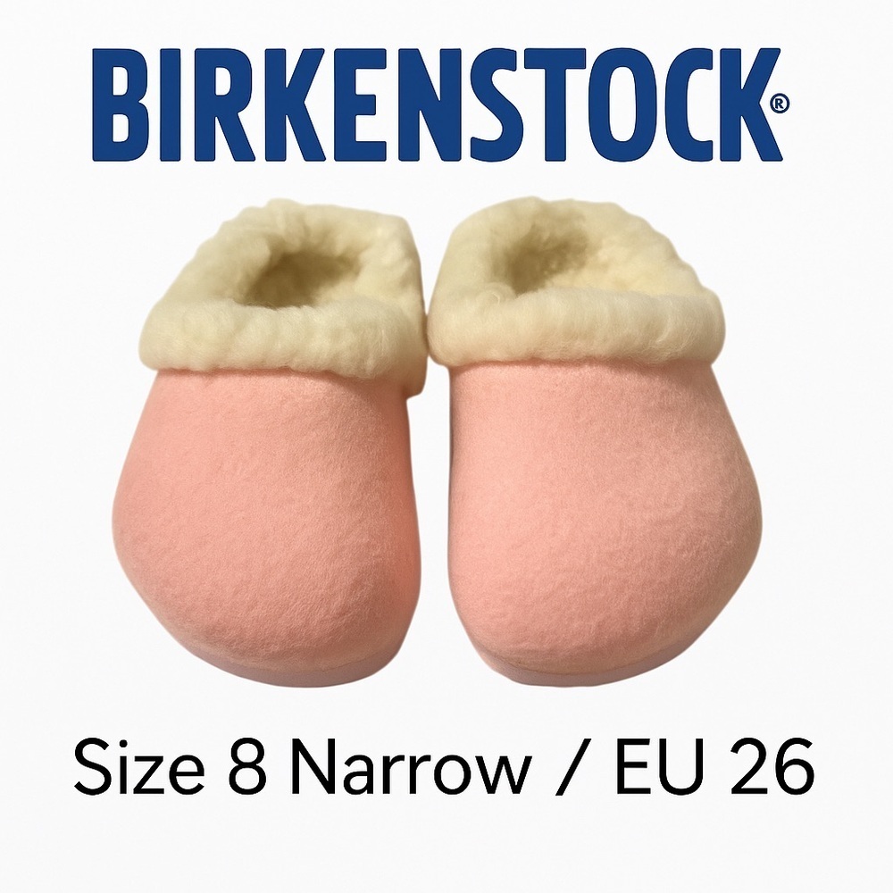 Birkenstock Pink Shearling Girls Slippers Size 8 Narrow (EU 26)